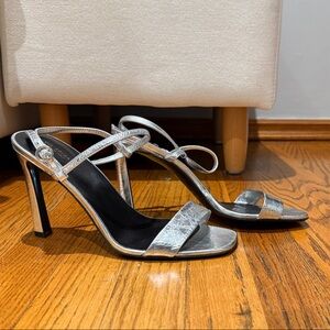 Via Spiga Metallic Silver Strappy Heels
